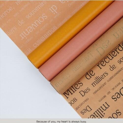English Letter Flowers Wrapping Paper Kraft paper Waterproof Packaging Material Xmas Bouquet Gift Wrap Paper