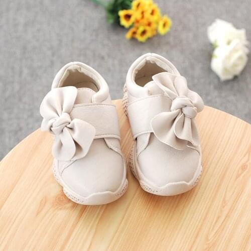 Autumn girl leather shoes childrens shoes girls single big bow 2020 solid color casual sneakers