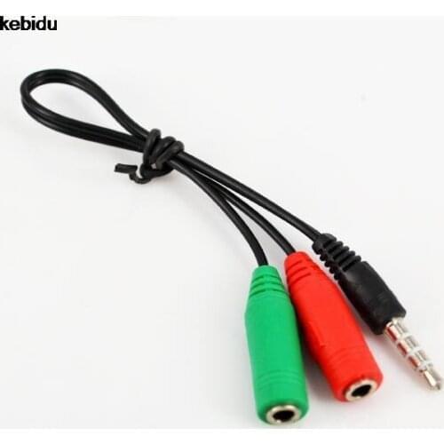 3.5mm Smart Phone Converter Adapter 1 to 2 Plug Audio + Mic Earphone Headphone Extension Cable Y Splitter for laptop Compouter