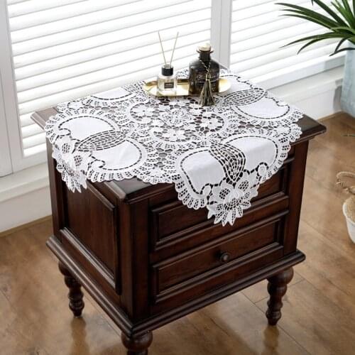 British Style Simple Embroidered Hollow White Tablecloth Table Mat Coaster Bedroom Cover Cloth Toalha De Mesa Tapete Tafelkleed