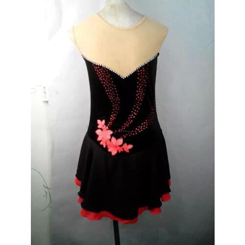 Pink figure skating dresses for women competition girls ice skating dress yike