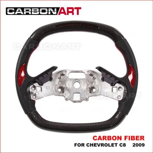 Real Carbon Fiber Flat Bottom racing style Steering Wheel For Chev-rolet C8 replacement carbon fiber steering wheel