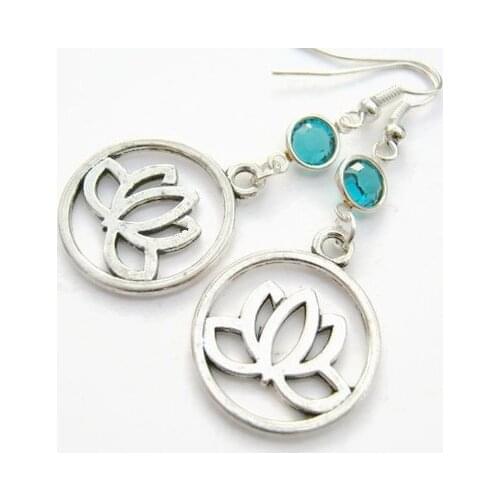 Lotus Birthstone Earrings, Lotus Earrings, Buddhist Earrings, Hindu Jewelry, Yoga Gifts, Lotus Jewelry