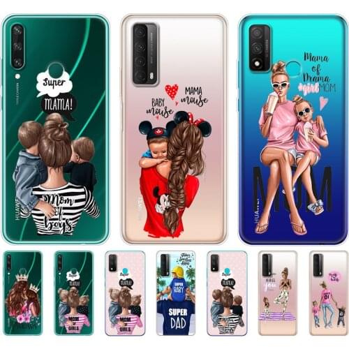 Silicon case For huawei P smart 2020 2021 Case For huawei Y6P Y8P Y8S Y7A Y9A coque phone cover Baby mom Girl and Boy