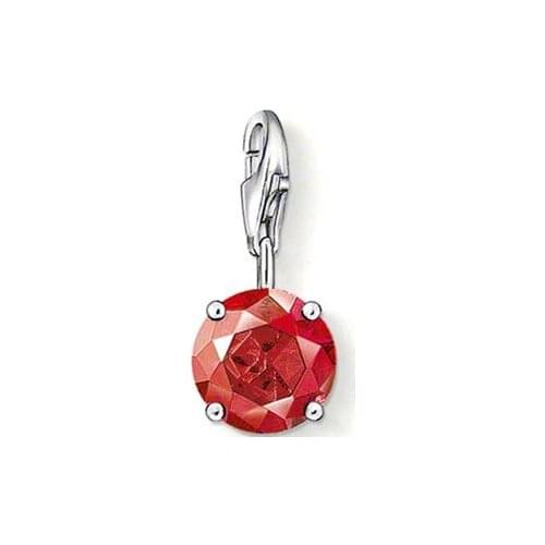 ThomasPT1148 Pendant Deep Red Round Stone Charm Euro-American style Good Jewelry In Ts925 925 Sterling silver Fit Bag Bracelet