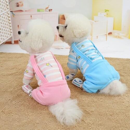 Spring Autumn Pet Dog Clothes Jumpsuit Sweet Cute Puppy Printing Pajamas Chihuahua Pomeranian Teddy Winter Warm Fleece Jacket