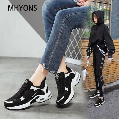 High-quality Women Shoes 2021 New Platform Leather Wedge Sneakers Korean Fashion Casual Luxury Shoes Black White Tenis Feminino