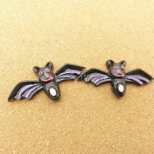 1pcs/lot resin flat back Halloween black bat cartoon animal 43mm Cabochons Hair Bow Center DIY Christmas decration C114-1