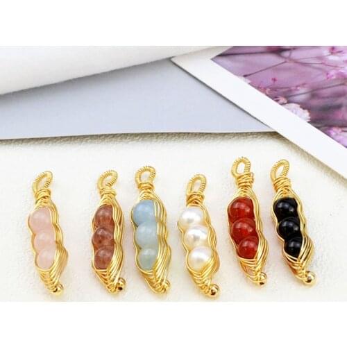 1pc DIY Materials Handmade Natural Stone Jewelry Accessories Brass Wire Charms Earrings Pendants Necklace Garment Women PS21805