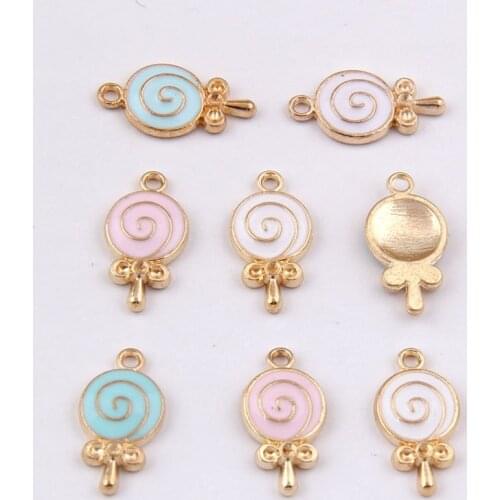 10pcs 18*9mm Enamel lolly Lollipop sugar-loaf charms Handmade DIY Bracelet pendants Alloy earring Jewelry making Accessories