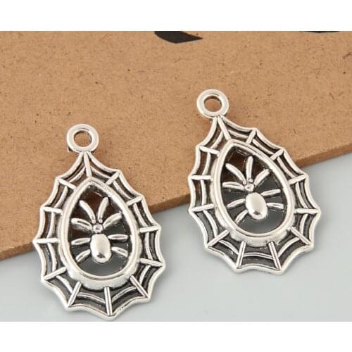 10pcs Silver Color Cute Spider Web Charms Halloween Cobweb Pendant For DIY Handmade Jewelry Making Accessorie