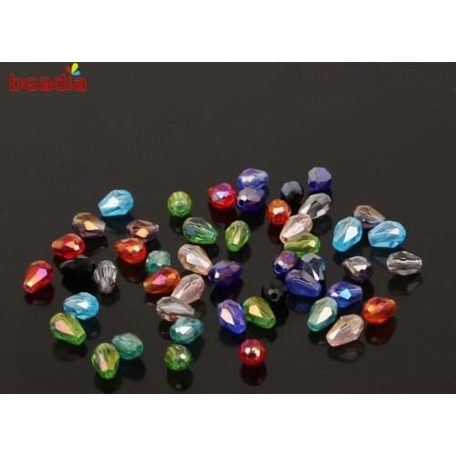 100pcs 3x5mm Austria Teardrop Crystal Waterdrop Beads Loose Spacer Beads For DIY Jewelry Crafts Sewing Clothing Accessories