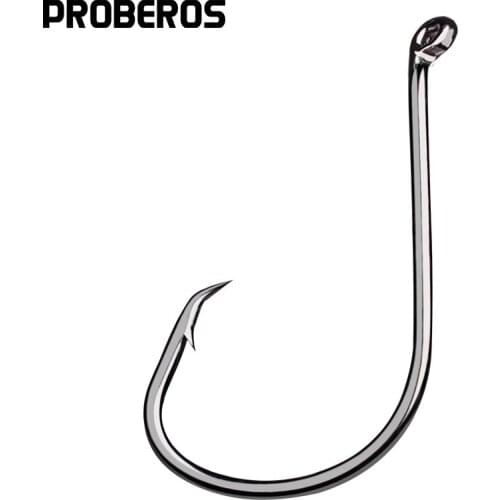 100Pcs Jig Hooks for Baits in Size 1-1/0-2/0-3/0-4/0-5/0-6/0-7/0-8/0 High Carbon Steel Hooks Black Fishing Hooks
