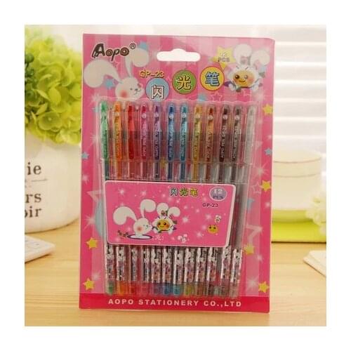 12 Colors/Set Gel pen metal color with Fruits scent special metallic glitter flashing painting drawing school office supplies