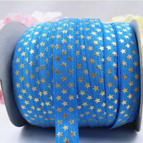 16608-20 ,5/8'' 16MM hot gold print star Elasticity ribbon ,10 yards DIY handmade hair accessories Material , free shipping