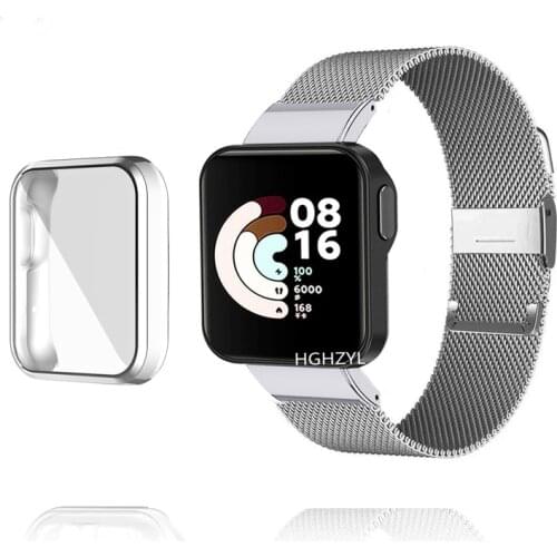 2in1 Milanese Strap Protective Cover Case For Xiaomi Mi Watch Lite Metal Mesh Loop Bracelet TPU Frame For Xiaomi Watch Lite