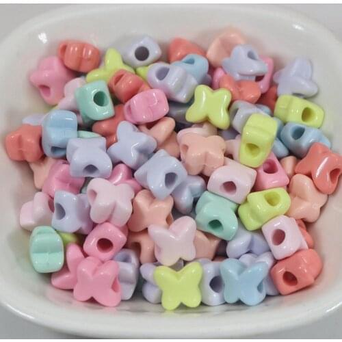 200 Mixed Pastel Color Acrylic Butterfly Pony Beads 8mm for Kids Craft Bracelets