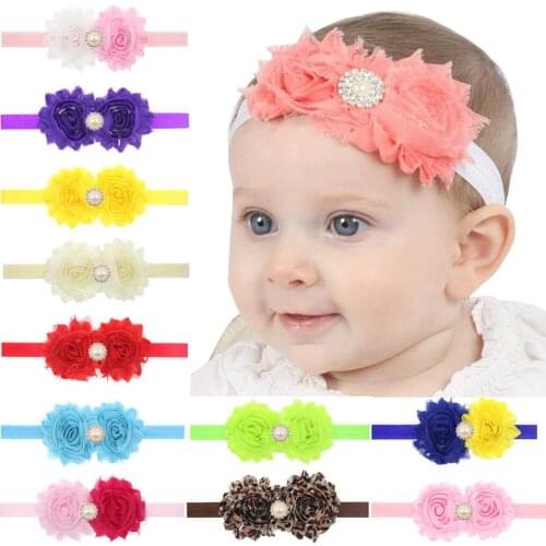 Baby Girls Shabby Flower Elastic Headbands Hairbands Hair Accessories Headwear 21pcs Per Lot