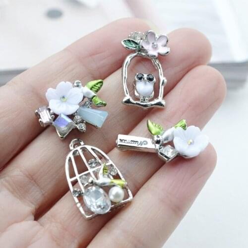 4pcs/set 3D Handmade rhinestone beaded Patches DIY sew on animals birds parches for clothing embroidery flower applique