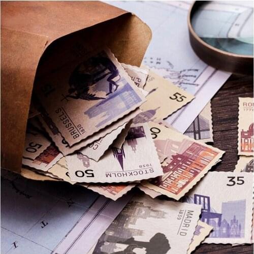 46Pcs/Set Various Countries Stamp Sticker Decorative Mobile Stickers DIY Scrapbooking Label Album Sticker