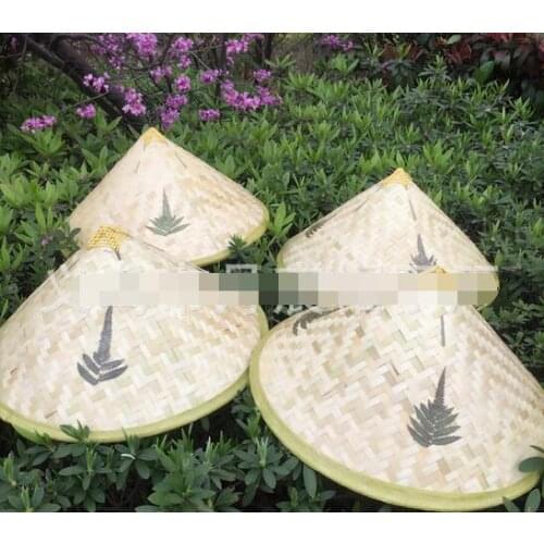 5pcs/lot Chinese Retro Bamboo Rattan Fisherman Hat Handmade Weave Bucket Hat Tourism Rain Cap