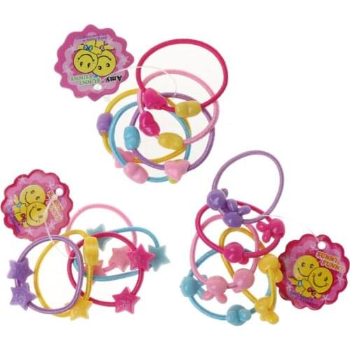 50pcs/bag Small Cartoon Bears Flowers Rabbit Star Child Baby Kids Ponytail Holders Hair Accessories For Girl Rubber Band Tie Gum