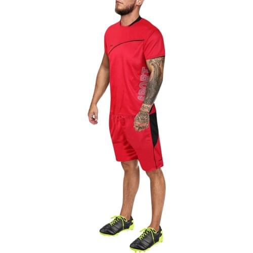52# Mens Outdoor Sports Training Football Set Summer T Shirt & Shorts Sports Summer Gradual Breathable Quick-dry Training Suit