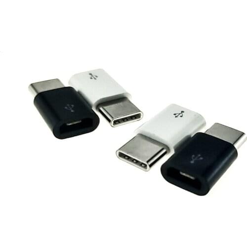 6/10 pcs USB black and white type C mobile phone adapter micro USB to USB C adapter Microusb connector 2.0 charger adapter