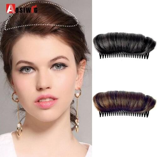 AOSIWIG Natural Synthetic Fluffy Black Brown Women High Hair Pad Heightening Increase Hair Volume Base Hair Styling Accessories