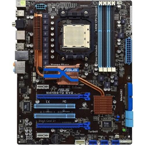 For ASUS M4N98TD EVO Desktop Motherboard NVIDIA nForce 980a SLI Socket AM3 DDR3 16GB SATA II USB2.0 ATX Original Used Mainboard