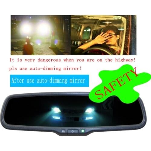 Auto interior mirror monitor anti-gare auto dimming video monitor w 2 video input for Toyota bracket replacement blind detector