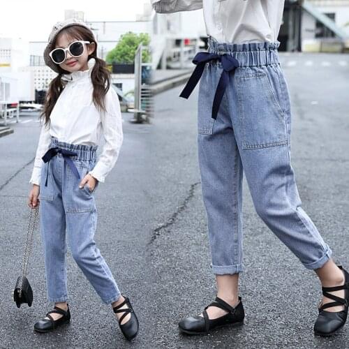 Girls Casual Pants Denim Jeans Spring Fashion Clothes Kids Costume Trousers Girls Pants Clothing For 1-10 Years Children