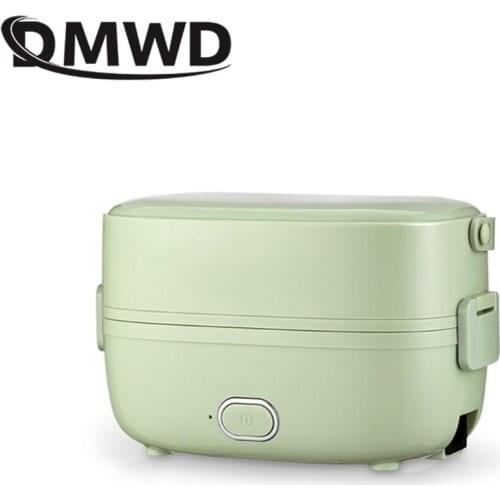 DMWD Household Electric Heating Lunch Box Double-layer Food Heater Portable Rice Cooker Mini Cooking Container Office Warmer