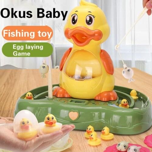 Brand New Electric Water Fishing Toy 3-6 Years Old Duck Automatic Egg Laying Music Light Play Interactive Educational Toys