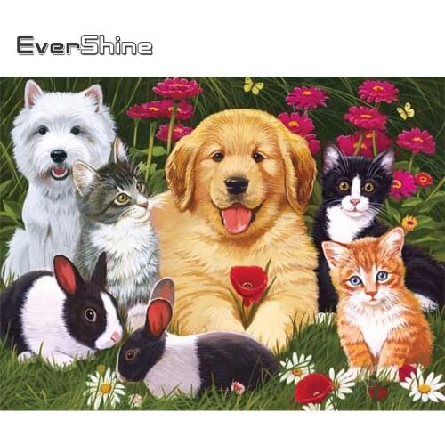 Evershine Diamond Painting Dogs 5D Full Square Cross Stitch Cartoon Mosaic Embroidery Complete Kit Handicraft Gift