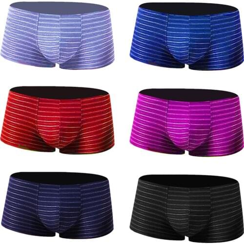 Hot sale 6PC Mens Underwear Low Waist Fashion Color Stripes Comfortable Sex Underwear Dry And Comfortable Shorts Boxers Homme