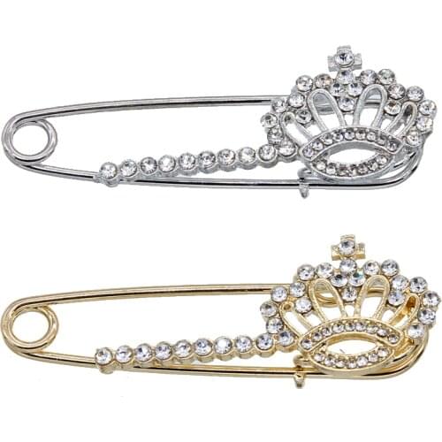 Classic inlaid full noble crown charm pin female brooch jewelry accessories fashion wild chic match