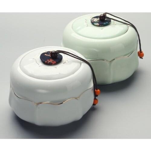 Tea Caddy Ceramic Tea Storage Box Sealed Tea Bottles 14*12cm Candy Jar Tea Accessories Multifunctional Spices Storage Box 1pcs