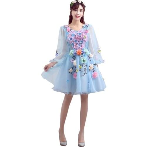 Applique Short Quinceanera Dresses Vestidos De 15 Anos Quinceanera 2018 Ball Gown Dress Flower Women V Neck Full Sleeve