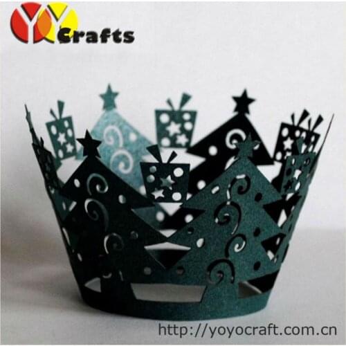 Laser cut Christmas tree cupcake wrappers,party favor cupcake wrappers