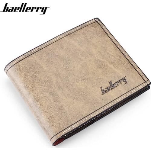 Baellerry Vintage Style Men Small Wallets Gray Bifold Short Wallet Mens Soft Leather Card Holder Male Purses Carteiras Man