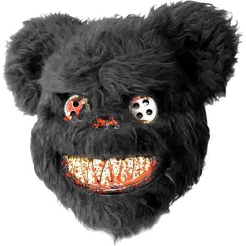 Halloween Bloody Teddy Bear Mask Masquerade Scary Plush Mask Halloween Creepy Halloween Decoration Supplies Scary Props Mask #W0