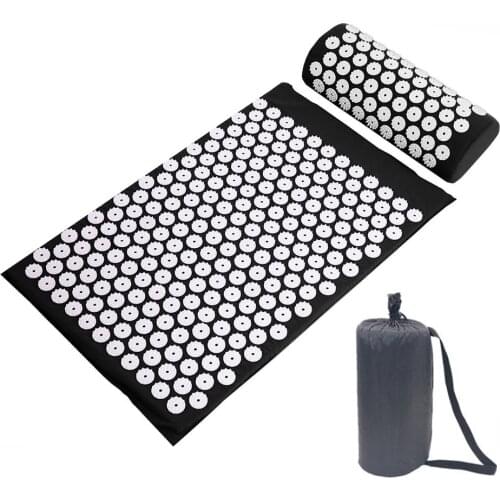 Massage Cushion Yoga Mat Portable Acupressure Mat and Pillow Set for Back/Neck Pain Relief Muscle Relaxation Therapy