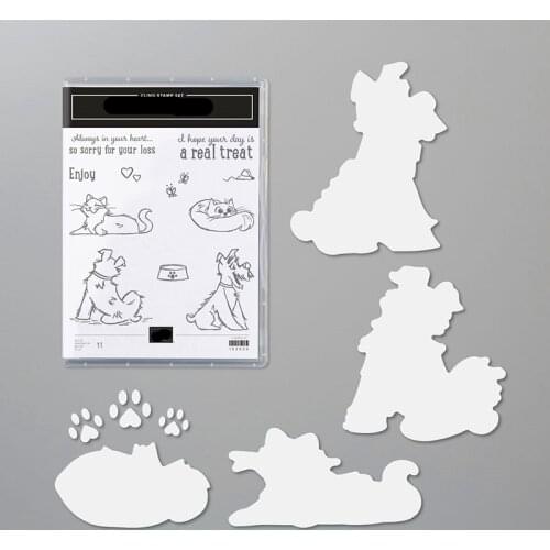 PETS Metal Cutting Dies and Stamps for DIY Scrapbooking Photo Album Paper Craft Embossing Template New Stamps and Dies 2021