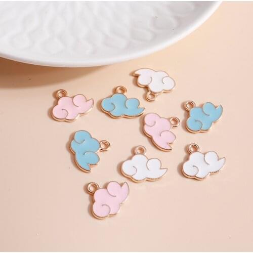10pcs 14*17mm Cute Enamel 3 Color Mini Cloud Charms for Jewelry Accessories DIY Girl Charms Necklaces Pendants Earrings Making