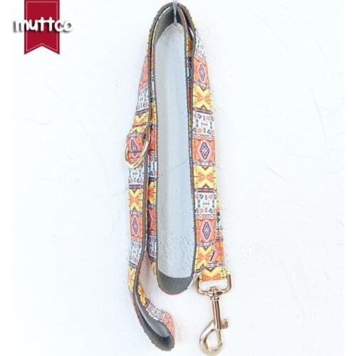 MUTTCO retailing self-design pleasing dog collar THE GRAY BOHEMIAN unique folk style dog leashes 5 sizes UDC051J