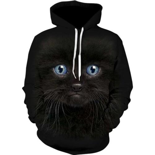Male/Female 3D Black Cat Hoodie Sweatshirt Fashion Cartoon Casual Harajuku Hoodie Autumn Jacket Street Wear