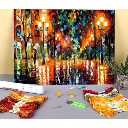 The Spectrum For Happiness Printed Fabric 11CT Cross-Stitch DIY Embroidery Kit DMC Threads Handmade Knitting Floss