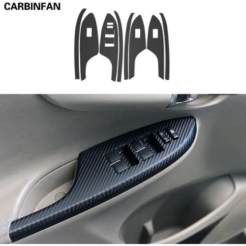 Car Styling Black Carbon Decal Car Window Lift Button Switch Panel Cover Trim Sticker 4Pcs/Set For Toyota Corolla 2007-2013