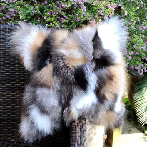 CX-D-96 Natural Color Handmade Patchwork Real Fox Fur Sofa Cushion Cover Pillow Case~ DROP SHIPPING